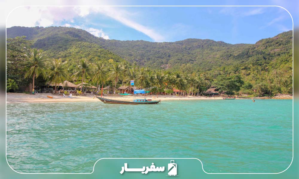 ساحل زیبای بطری با درختان سرسبز 