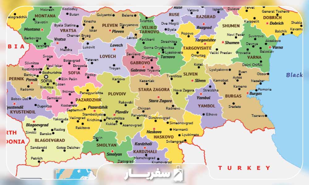 کشور بلغارستان بر روی نقشه