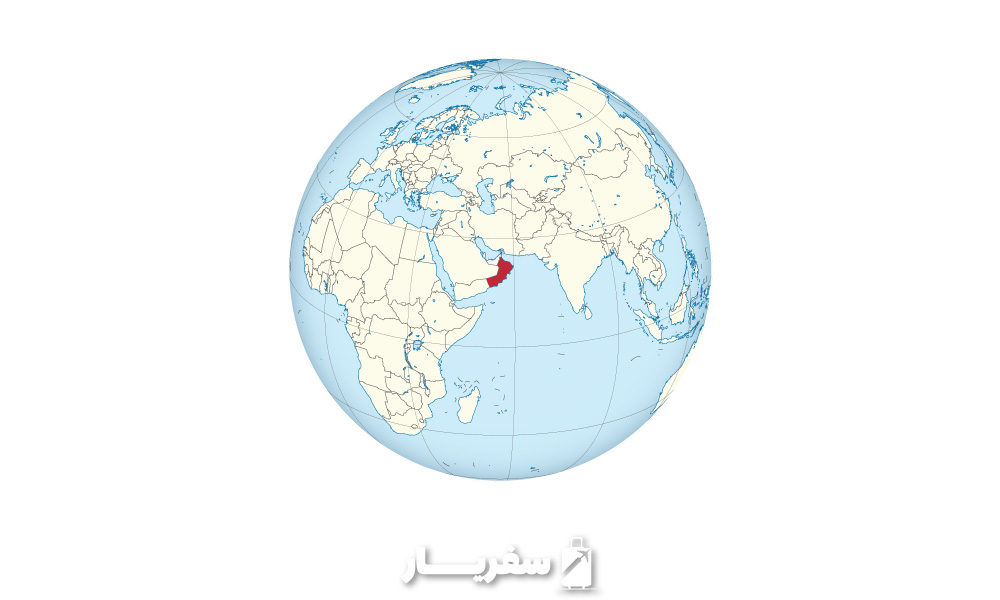 عمان بر روی نقشه جغرافیایی
